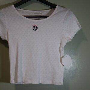 Cotton Studio "8 Ball" White Graphic Baby Tee L NWT